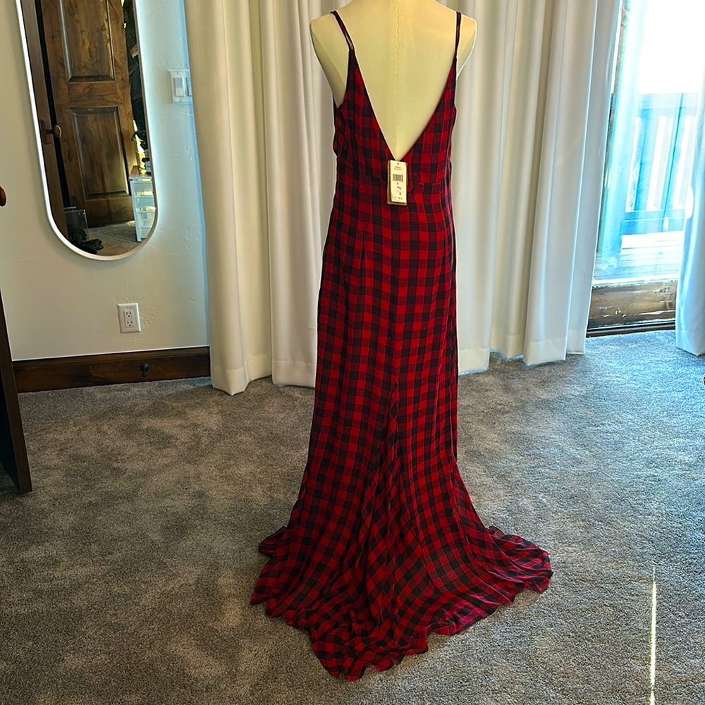 Ralph Lauren Double R L label long red checked dress
